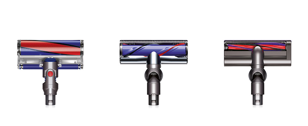 An image that demonstrates the various cleaner heads available for the Dyson V6 Cord-free vacuum cleaner.