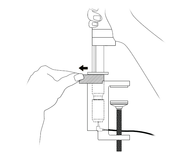 diagram showing tape being removed from the upright