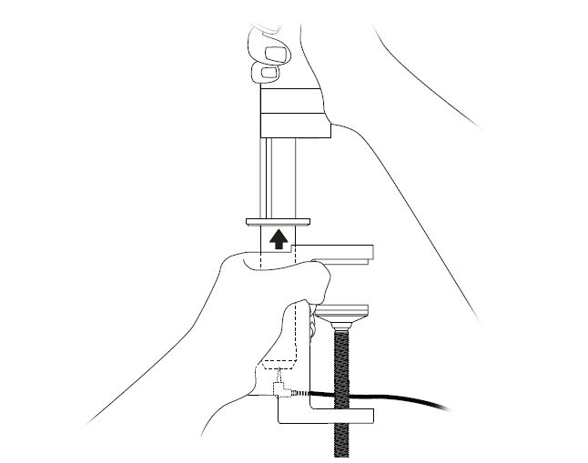 diagram showing how to push the clamp onto the upright