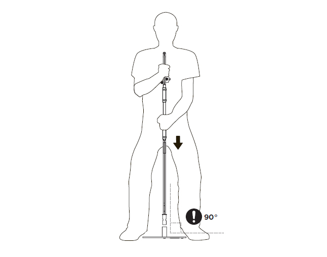 diagram showing the upright being inserted into the base