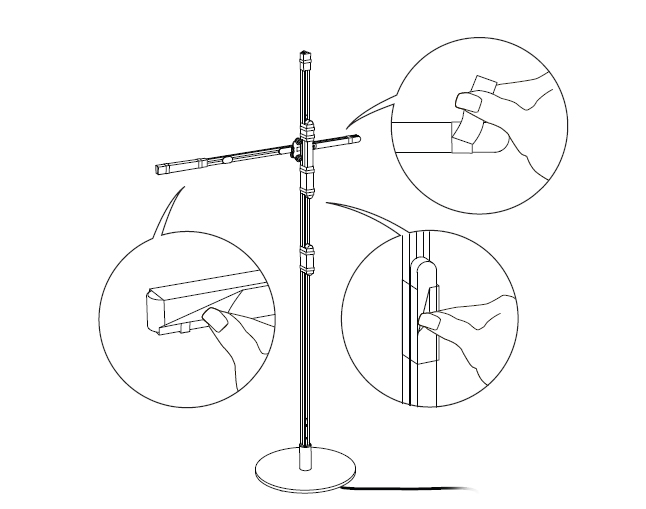 diagram showing how to remove tape from the heat sink arm and weight