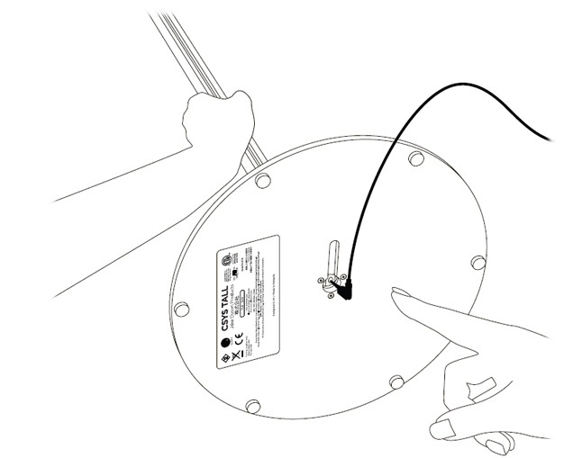 diagram showing how to plug the cord into the base
