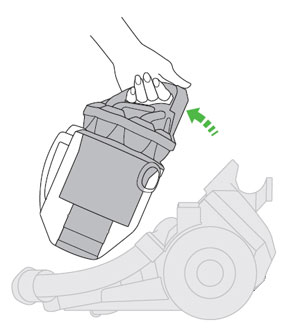 diagram showing how to remove the bin and cyclone top