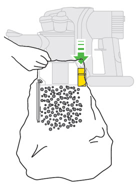 diagram showing how to empty  the bin