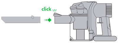 diagram showing how to use the crevice tool