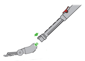diagram showing how to remove the floor tool from the extension tube