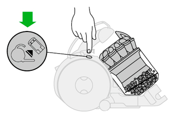 diagram showing how to remove the bin and cyclone assembly
