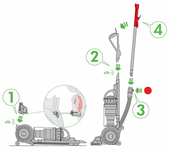 diagram showing how to fit the cleaner head onto the machine