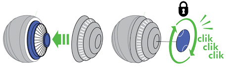 diagram showing how to replace and secure the ball cover