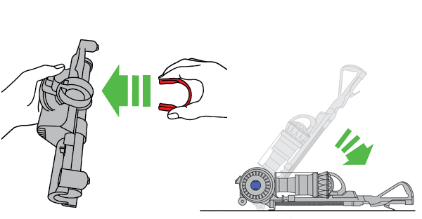 diagram showing how to replace the red 'C' clip and reclining the machine