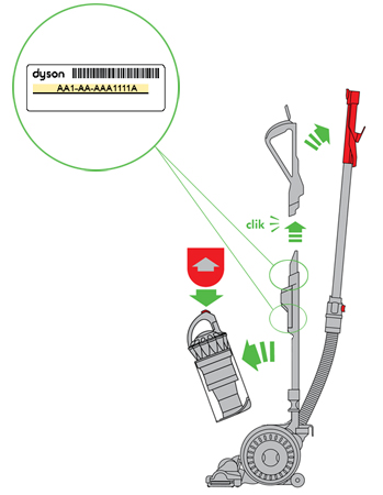diagram showing where the serial number is located.
