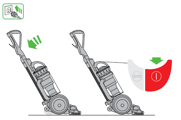 diagram showing how to start vacuuming