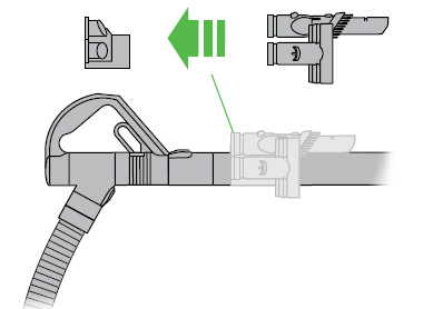 Diagram of attaching the tools to the holster and extension tube