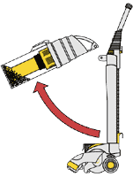 diagram showing how to remove bin and cyclone top
