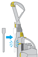 diagram showing how to attach crevice tool to machine