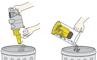 diagram showing how to empty bin