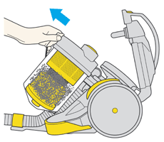 diagram showing how to remove bin from machine