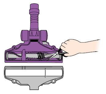 diagram showing how to check the motorhead floor tool for blockages