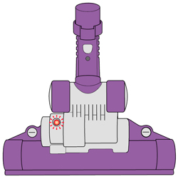 diagram showing a red light on the motorised floor tool