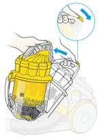 diagram showing how to remove cyclone top and bin