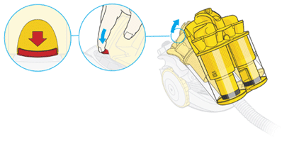 diagram showing how to remove bin and cyclone top