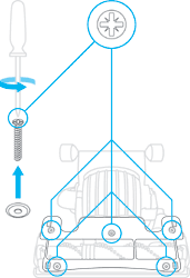 diagram showing how to remove the soleplate screws