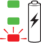 diagram showing one red light showing while in charger