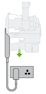 diagram showing machine being fitted into charger
