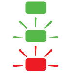 diagram showing a green light and a red light flashing