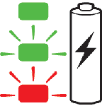 diagram showing a green light and a red light flashing while in charger