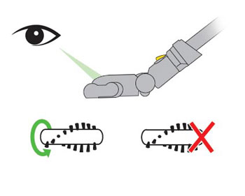 diagram showing how to check that the brushbar is turning