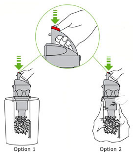 diagram showing how to empty bin