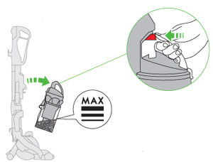 diagram showing how to remove the bin and cyclone top