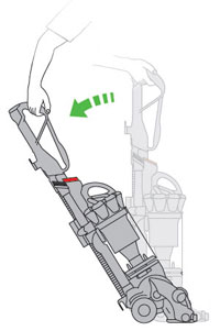 diagram showing machine in the vacuuming position