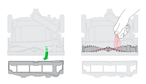 diagram showing how to remove blockage from the brushbar