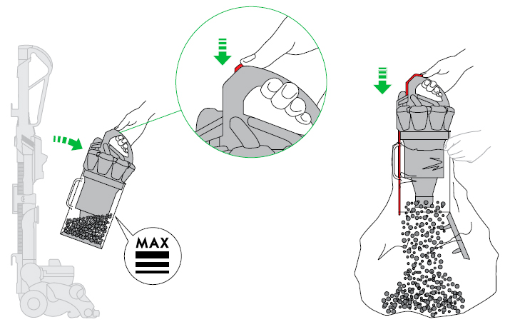 diagram showing how to empty bin