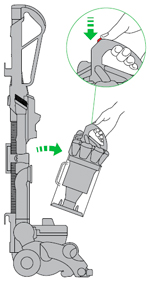 diagram showing how to remove the bin and cyclone