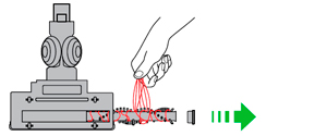 diagram showing how to check the motorised floor tool for blockages