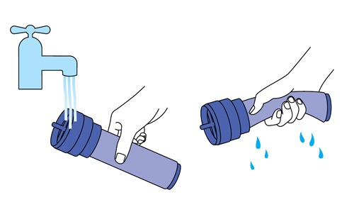 diagram showing how to wash the filter