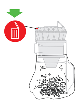diagram showing how to empty the bin