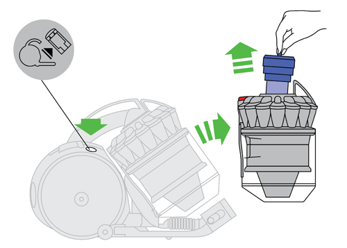 diagram showing how to remove the filter