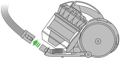 diagram showing how to remove the hose from the hose inlet