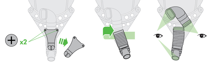 diagram showing how to remove the inspection hose